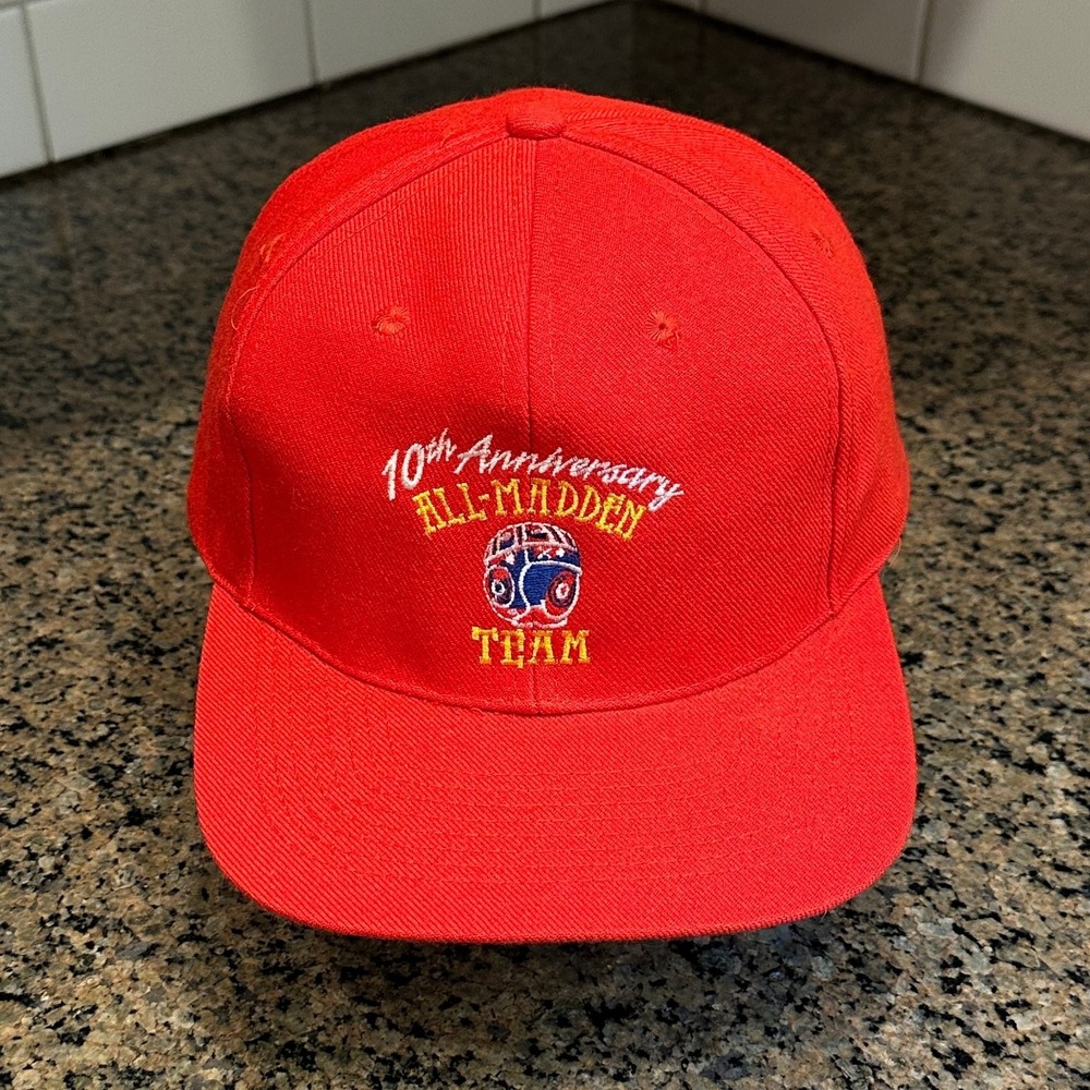 Vtg 1993 10th Anniversary All-Madden Team Football KC Hat Red Snapback